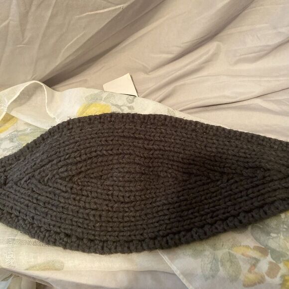 C.C Exclusives Gray Winter Headband with Rosette Flower Rhinestone Button - Picture 4 of 7